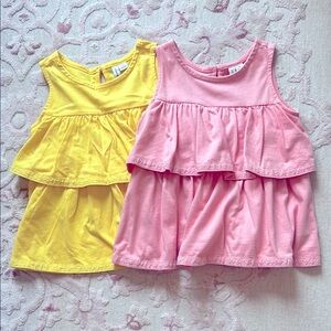 Janie & Jack - Kids Sleeveless Ruffle Tops - Pink and Yellow💖